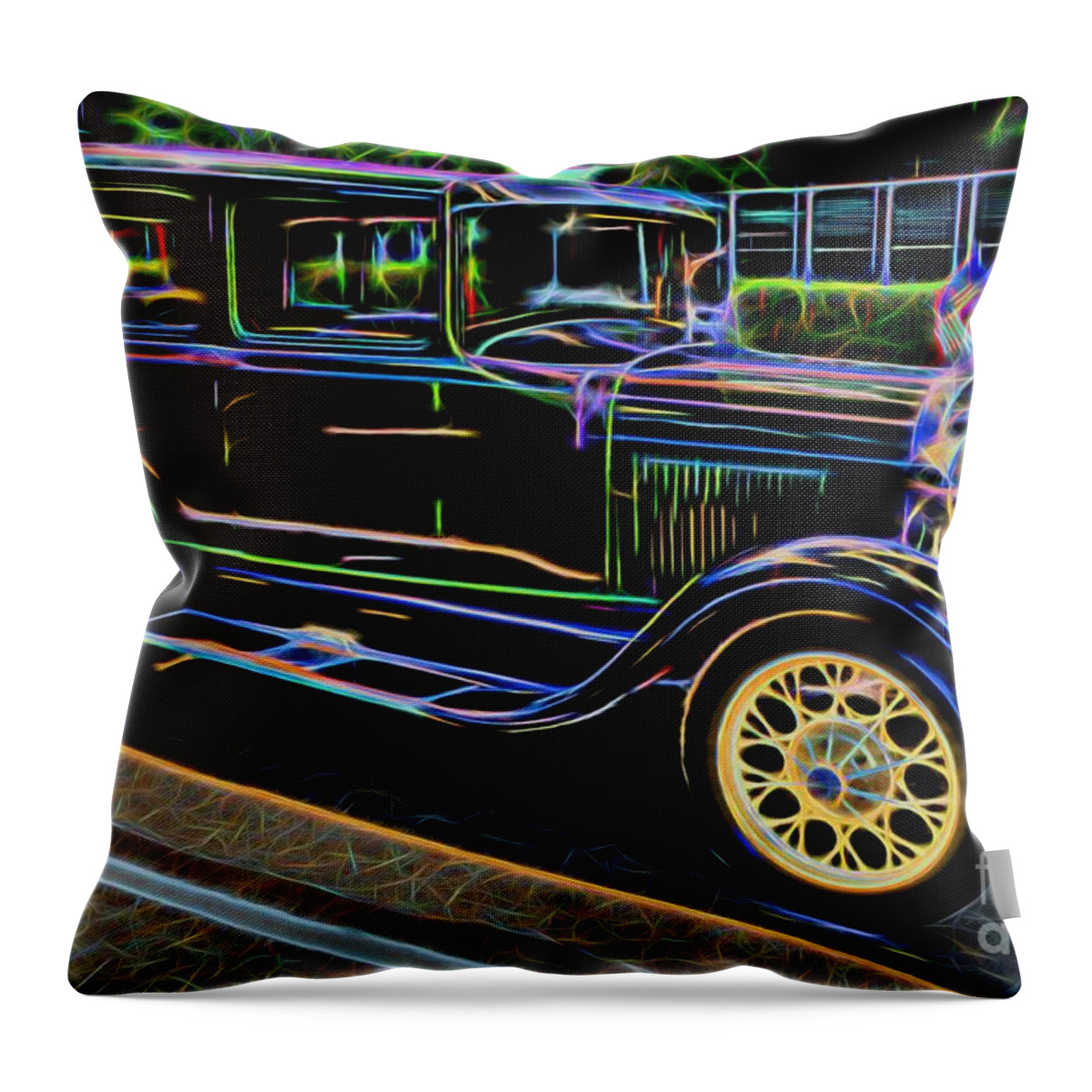 Ford Throw Pillow featuring the photograph 1929 Ford Model A - Antique Car by Gary Whitton