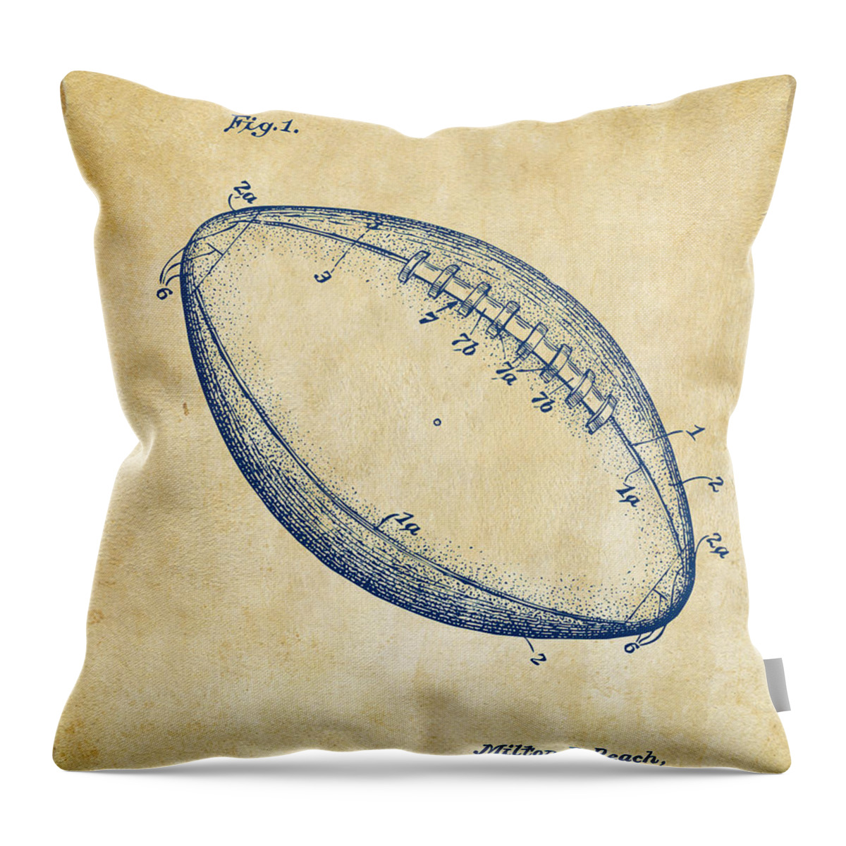 Fotball Throw Pillow featuring the digital art 1939 Football Patent Artwork - Vintage by Nikki Marie Smith