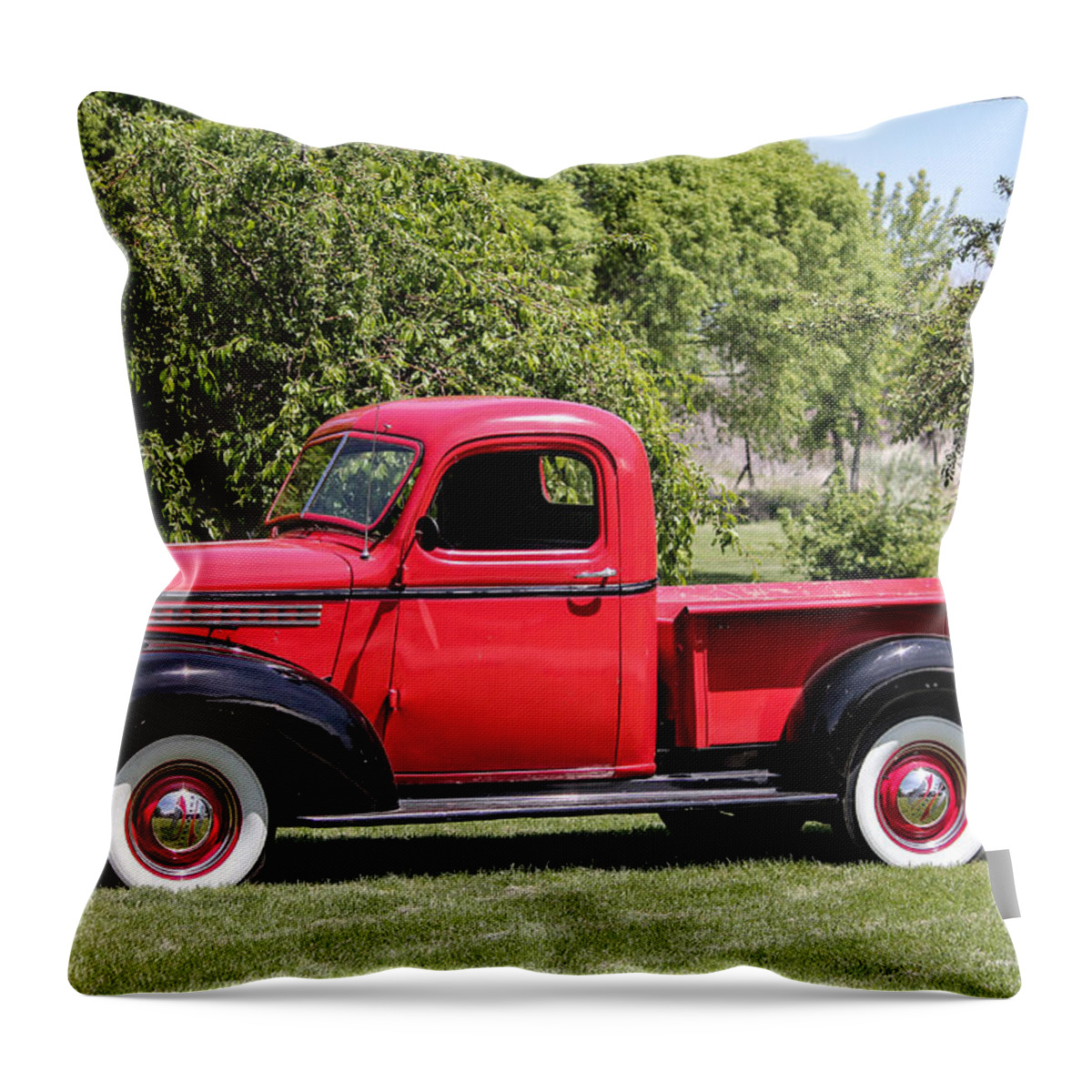1946 Chevrolet Throw Pillow featuring the photograph 1946 Chevy Pickup by E Faithe Lester