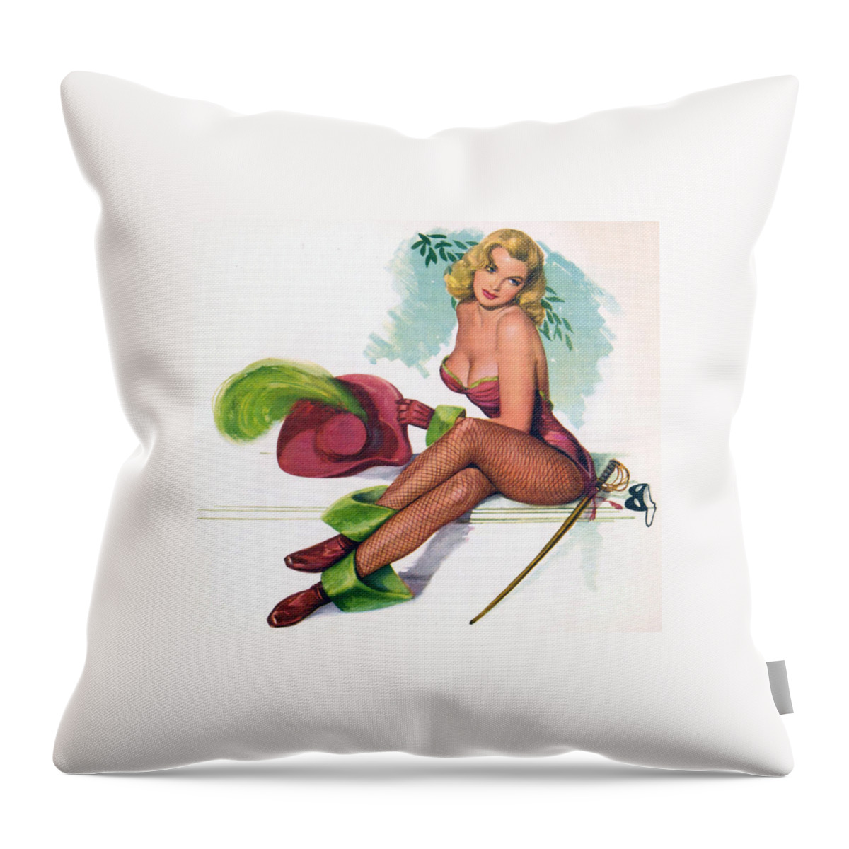Vintage Throw Pillow featuring the photograph 1950's Vintage Pin Up Girl by Action