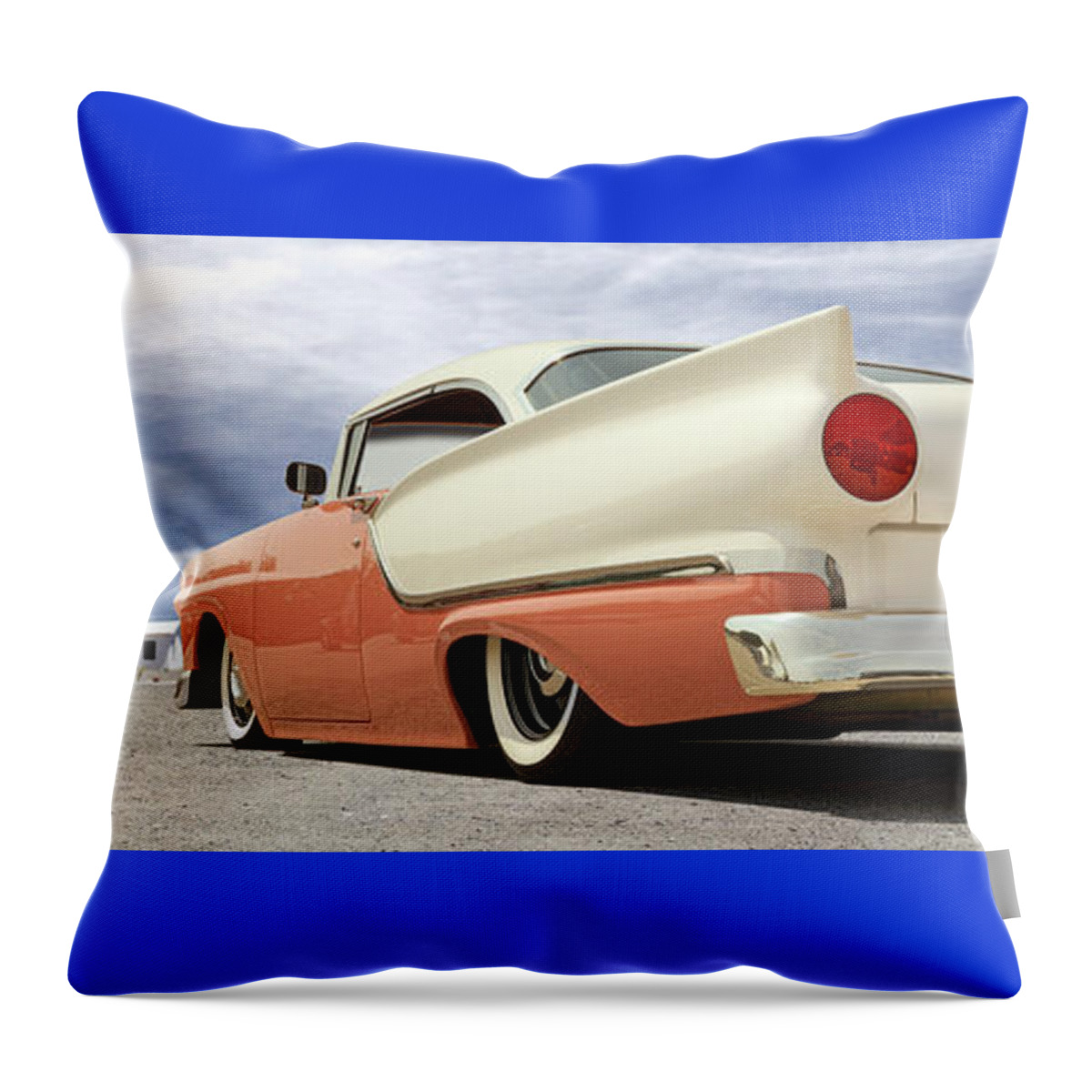 1957 Ford Throw Pillow featuring the photograph 1957 Ford Fairlane Lowrider by Mike McGlothlen