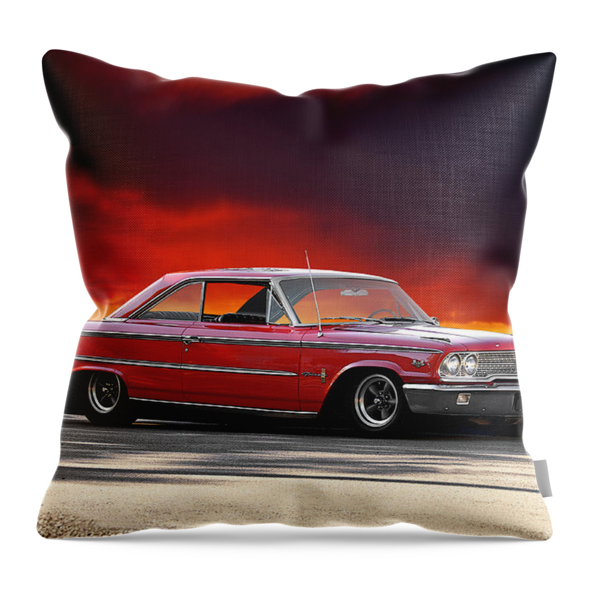 Alloy Throw Pillow featuring the photograph 1963 Ford Galaxie 427 by Dave Koontz