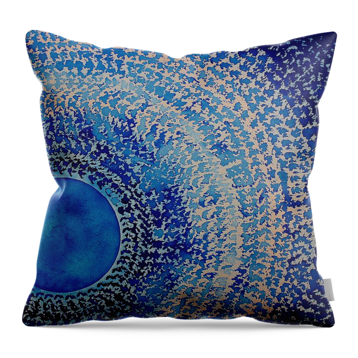 Blue Kachina Throw Pillow featuring the painting Blue Kachina original painting by Sol Luckman