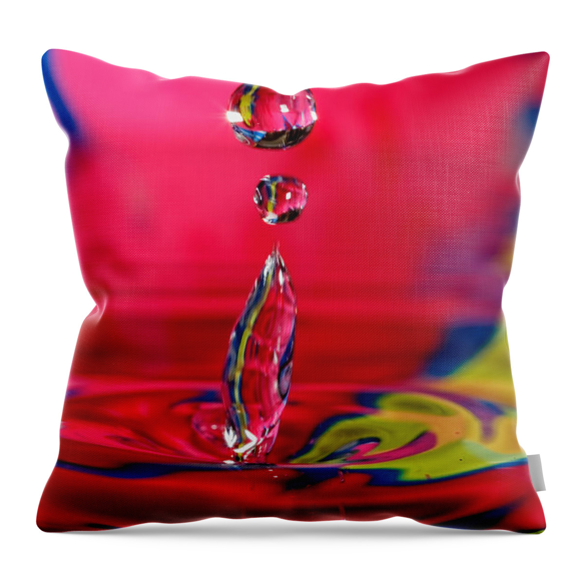  Abstract Throw Pillow featuring the photograph Colorful Water Drop by Peter Lakomy