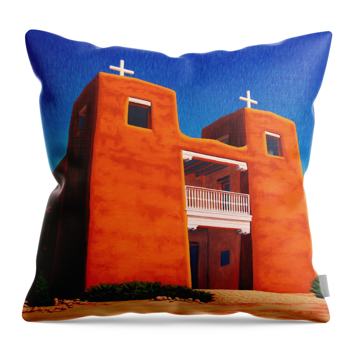 Church Throw Pillow featuring the painting El Corazon Sagrado by Cheryl Fecht