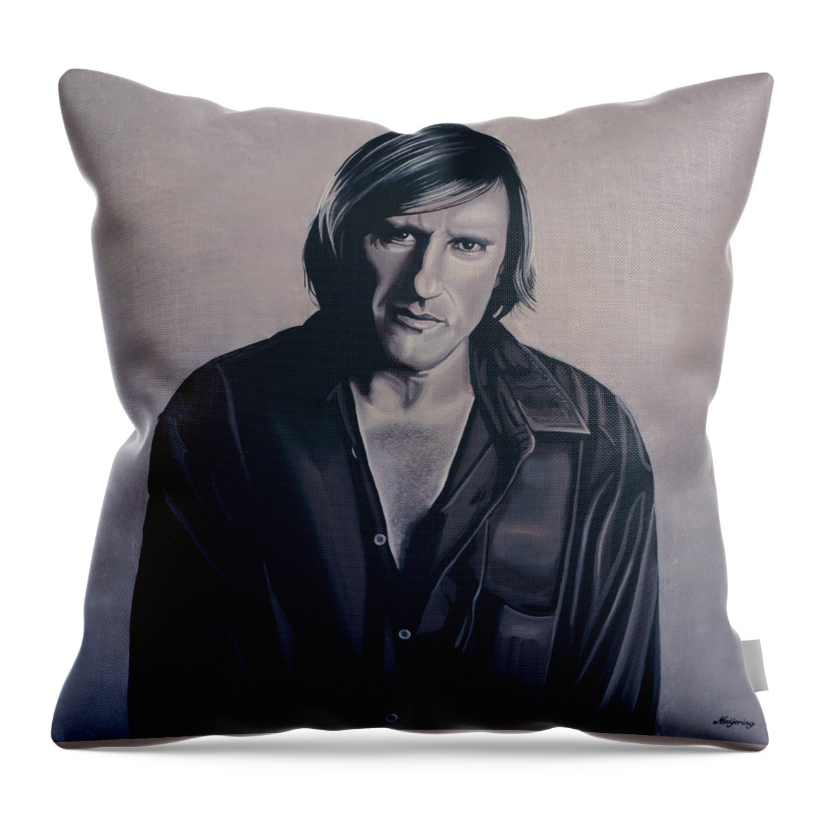 Gerard Depardieu Throw Pillow featuring the painting Gerard Depardieu Painting by Paul Meijering