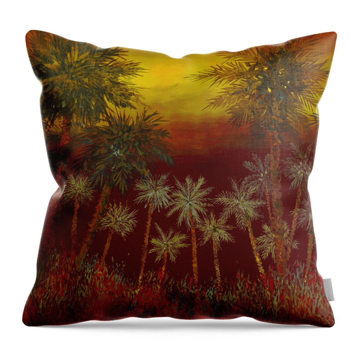 Jungle Throw Pillow featuring the painting La Jungla Rossa by Guido Borelli