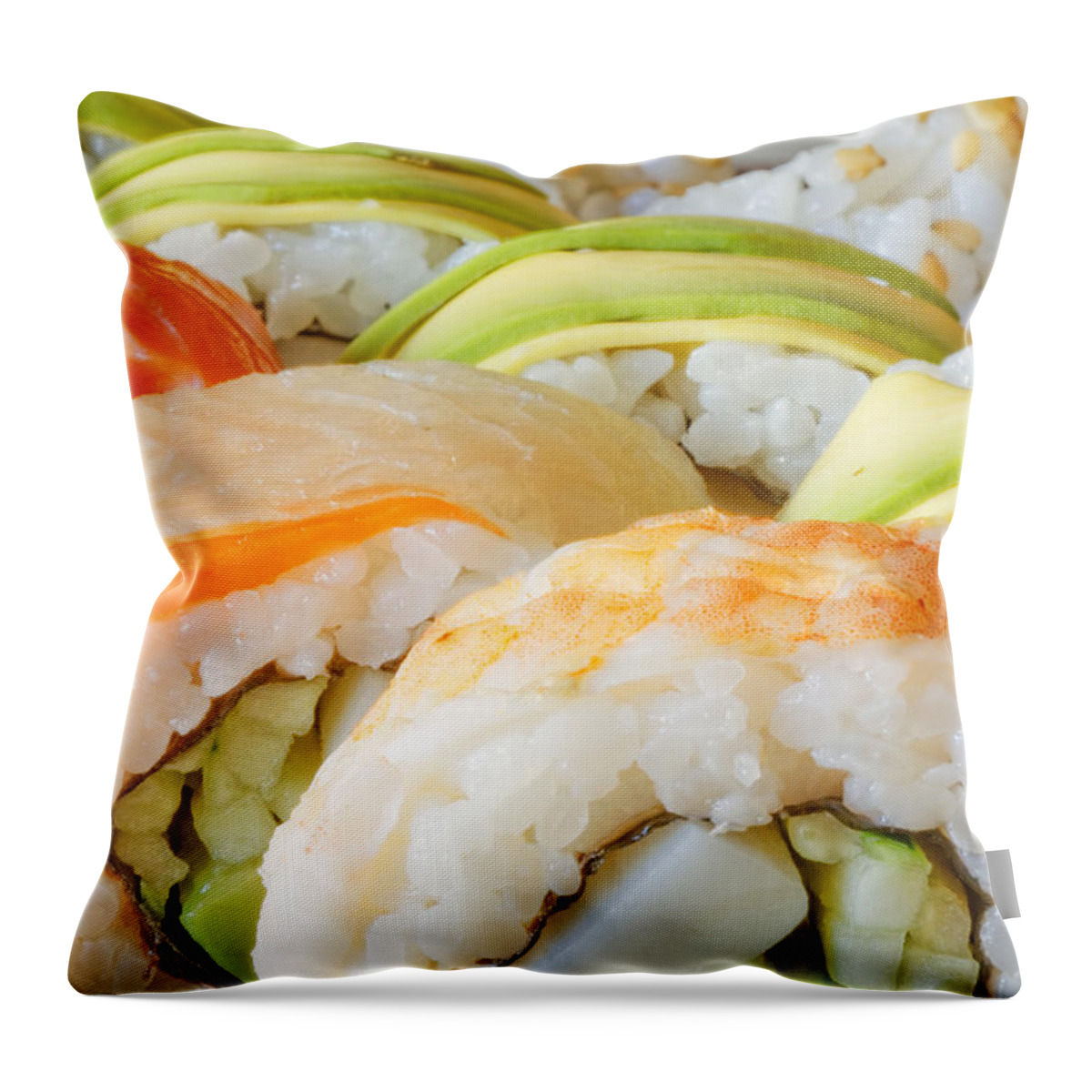 Appetizer Throw Pillow featuring the photograph Sushi by Peter Lakomy