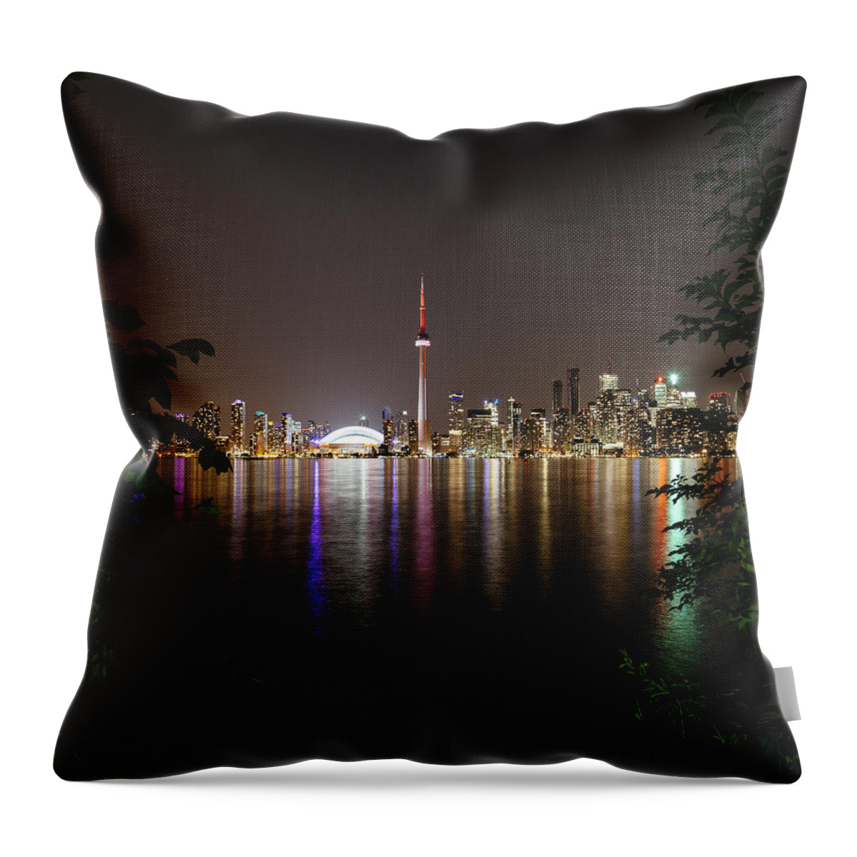 Toronto Throw Pillow featuring the photograph Toronto Skyline at Night by Laura Tucker