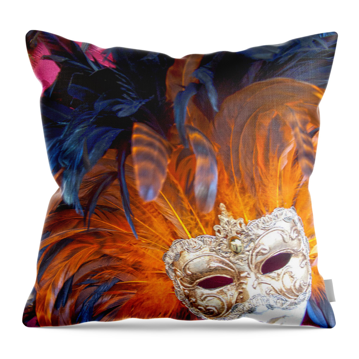 Mask Throw Pillow featuring the photograph Venetian Face Mask by Heiko Koehrer-Wagner