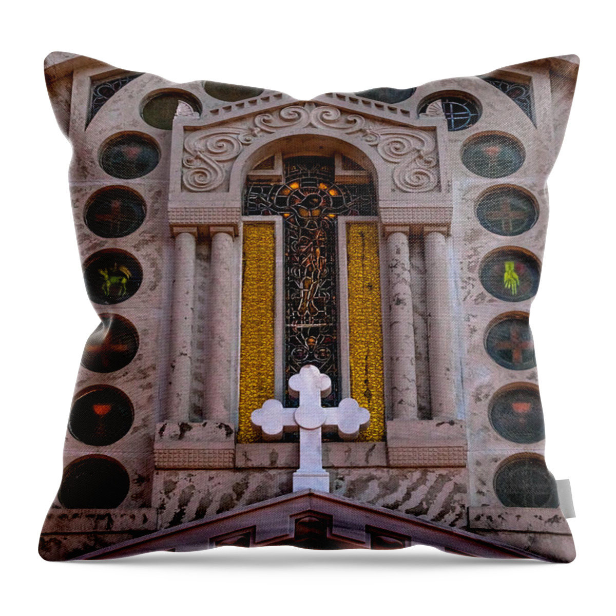 1948 Throw Pillow featuring the photograph White Cross at St Sophia by Ed Gleichman