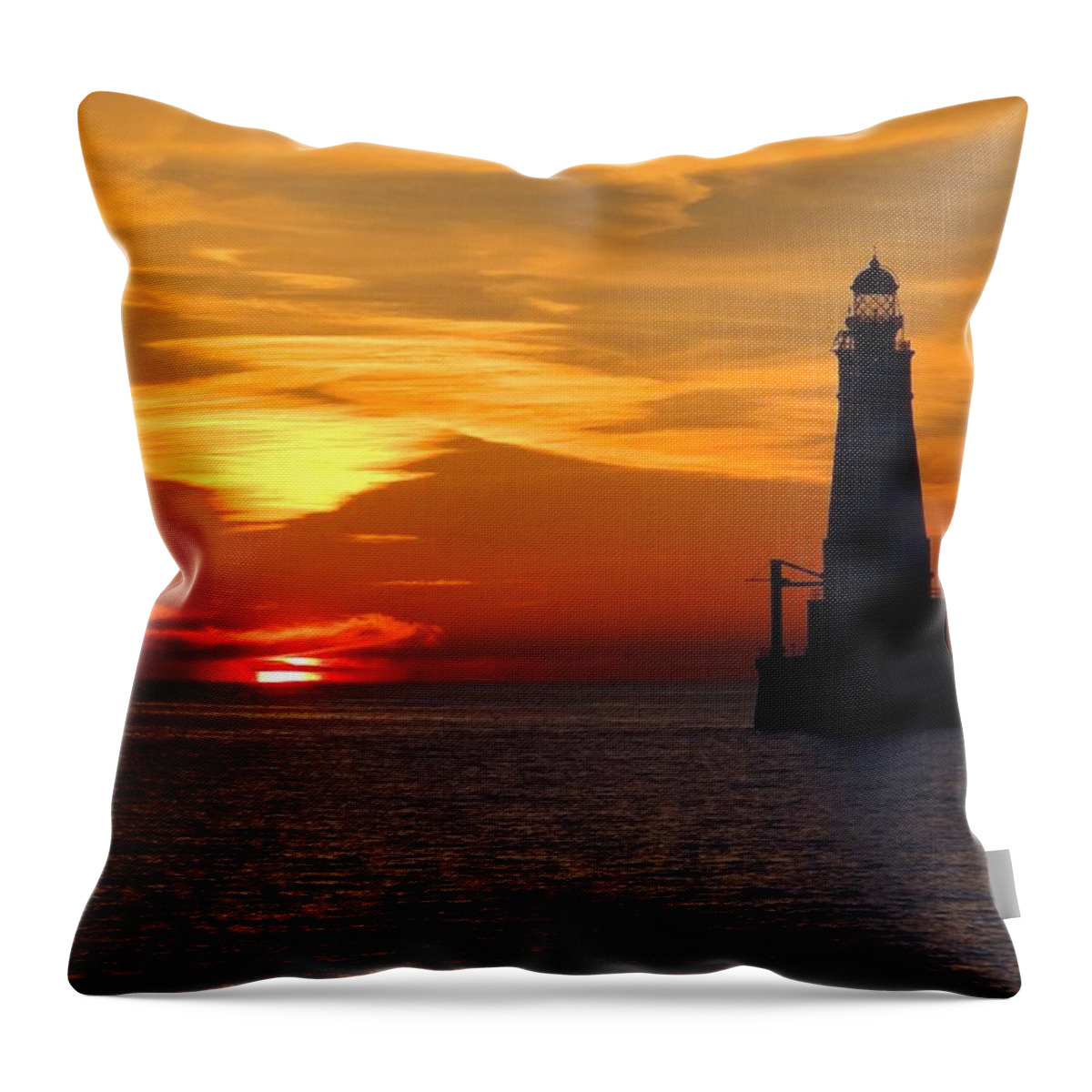Lighthouse Throw Pillow featuring the photograph White Shoal Light by Keith Stokes