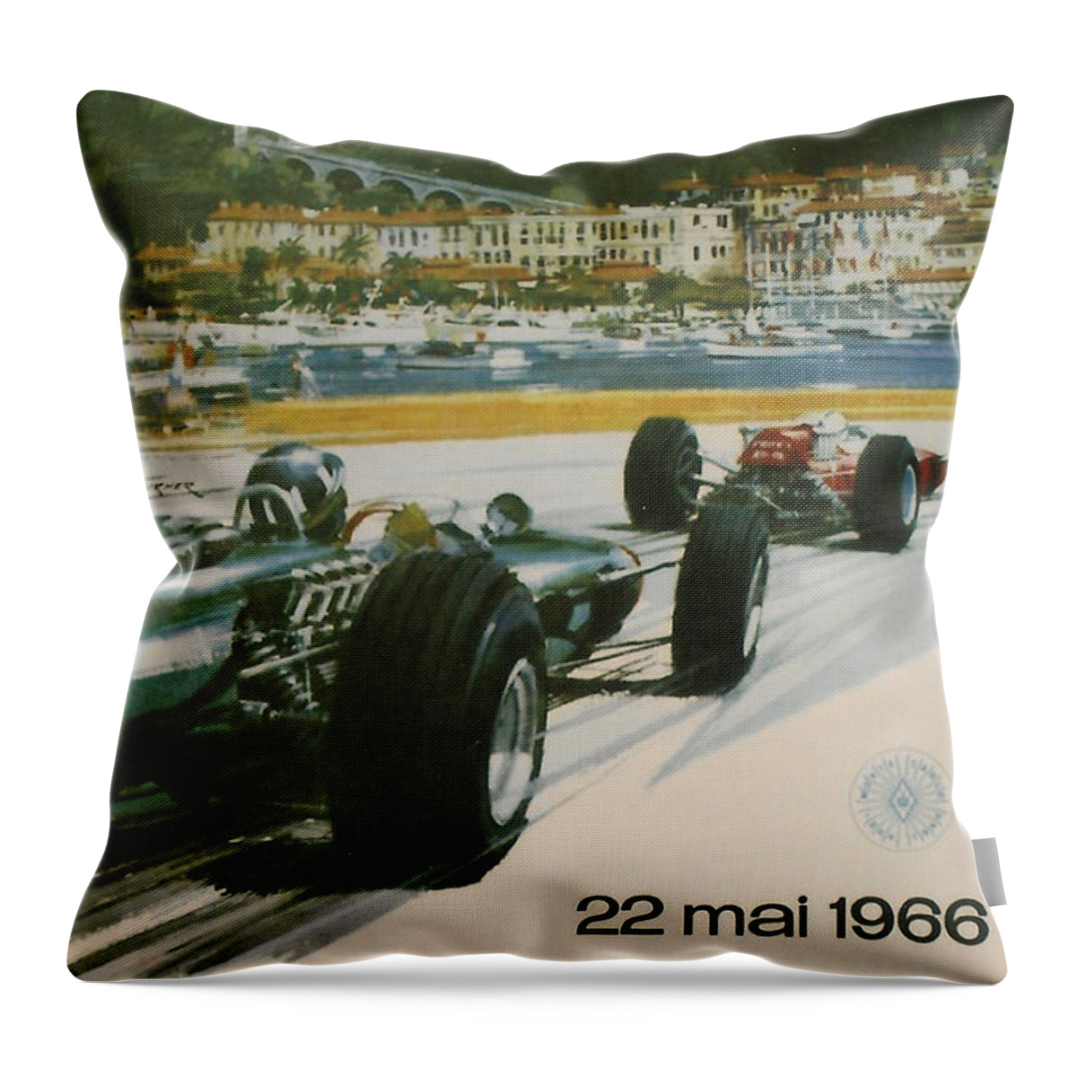Monaco Grand Prix Throw Pillow featuring the digital art 24th Monaco Grand Prix 1966 by Georgia Fowler