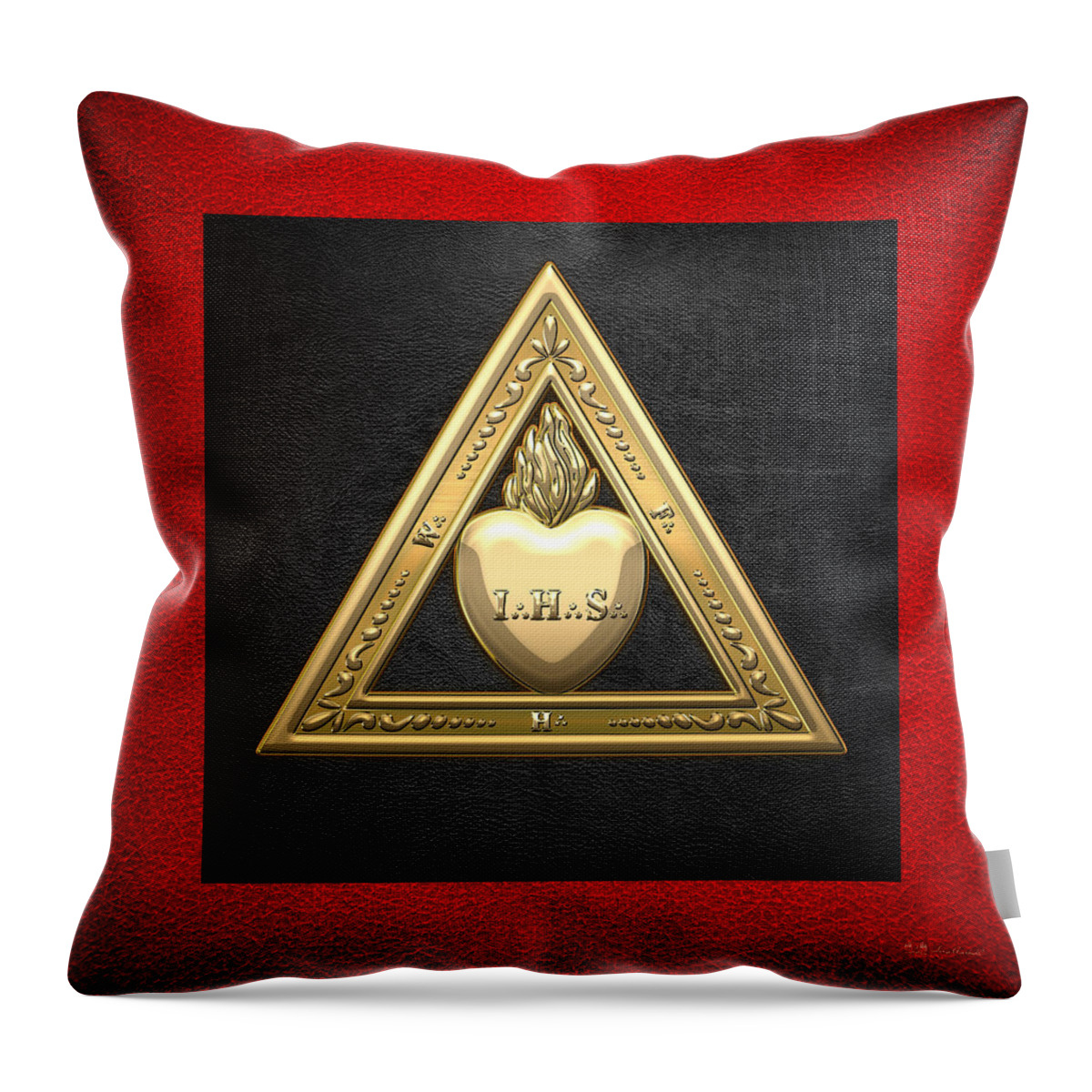'ancient Brotherhoods' Collection By Serge Averbukh Throw Pillow featuring the digital art 26th Degree Mason - Prince of Mercy or Scottish Trinitarian Masonic Jewel by Serge Averbukh