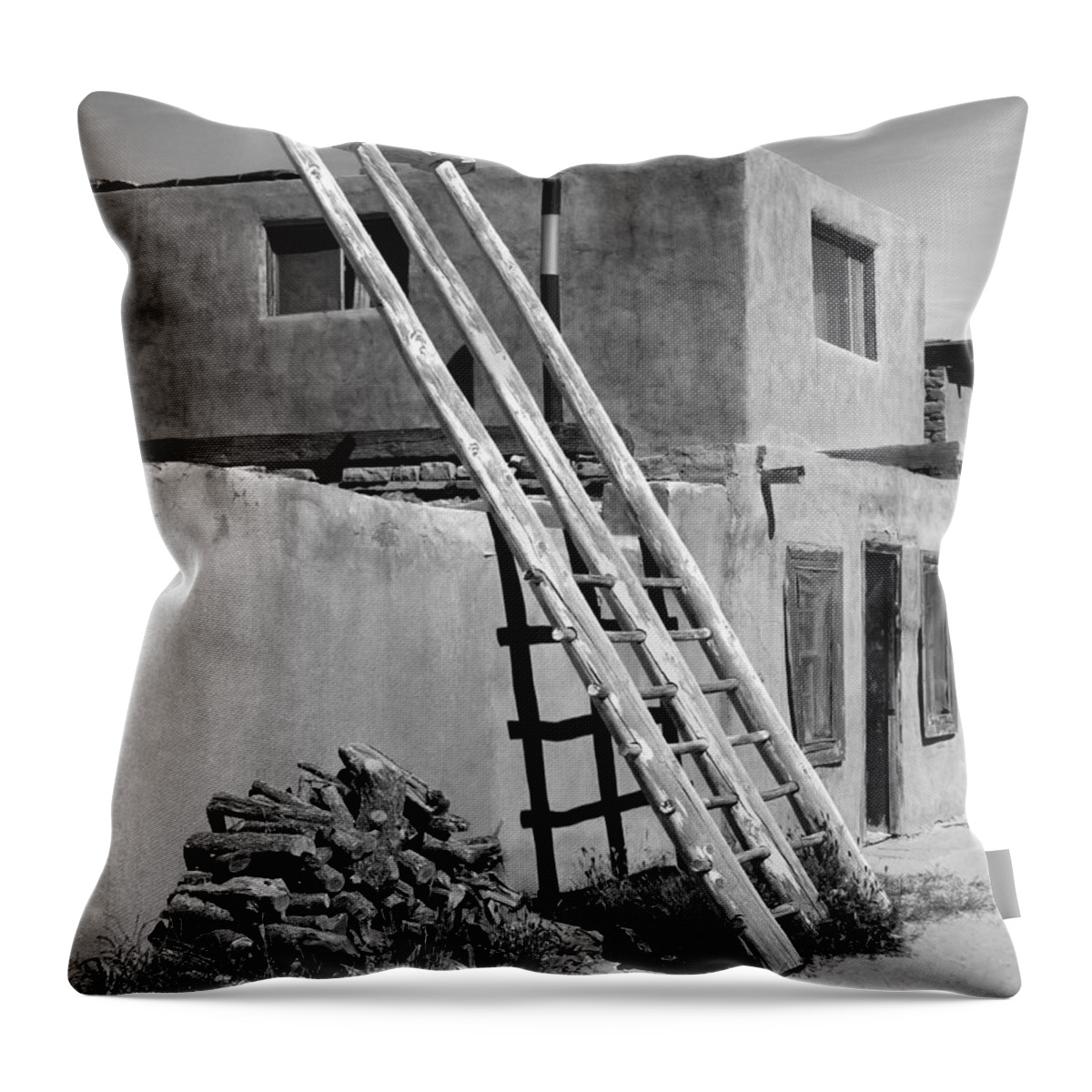 Acoma Pueblo Throw Pillow featuring the photograph Acoma Pueblo Adobe Homes by Mike McGlothlen