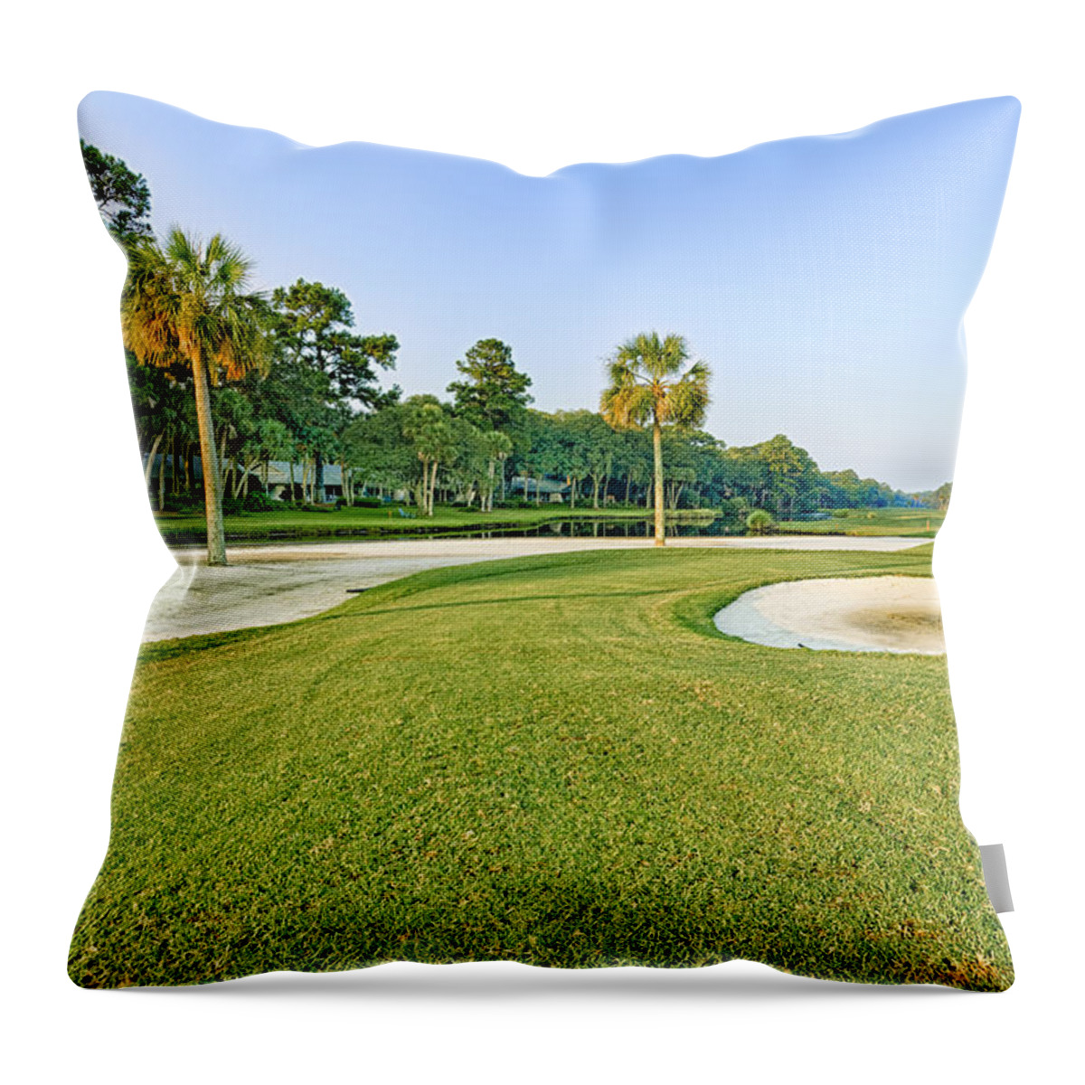 Abstract Throw Pillow featuring the photograph Golf Course by Peter Lakomy