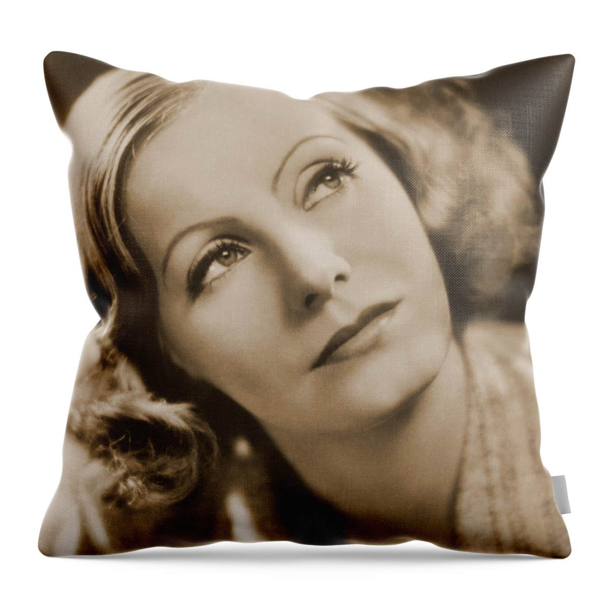 Entertainment Throw Pillow featuring the photograph Greta Garbo, Hollywood Movie Star by Photo Researchers