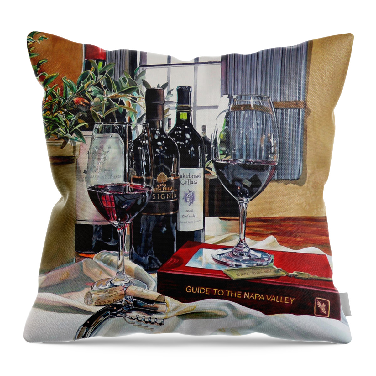 Napa Throw Pillow featuring the painting Guide to the Napa Valley by Gail Chandler