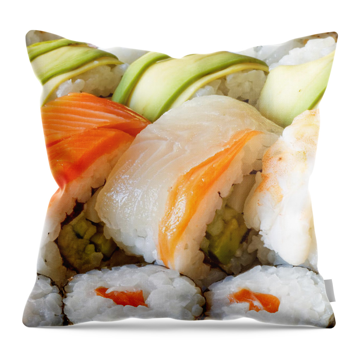 Appetizer Throw Pillow featuring the photograph Sushi by Peter Lakomy