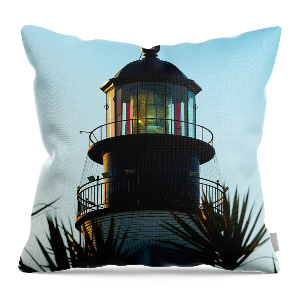 Aid To Navigation Throw Pillow featuring the photograph Key West Lighthouse by Ed Gleichman