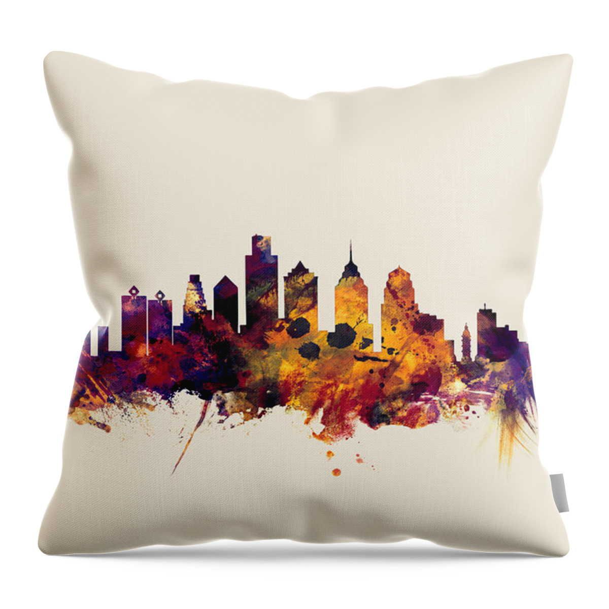 Philadelphia Throw Pillow featuring the digital art Philadelphia Pennsylvania Skyline by Michael Tompsett