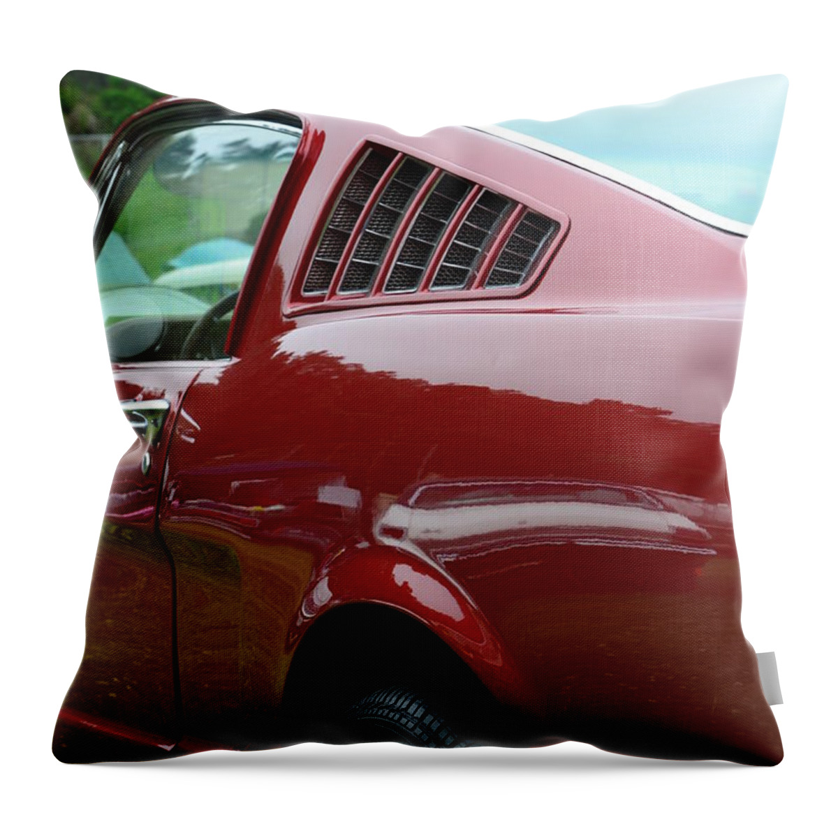 Red Throw Pillow featuring the photograph Classic Mustang by Dean Ferreira