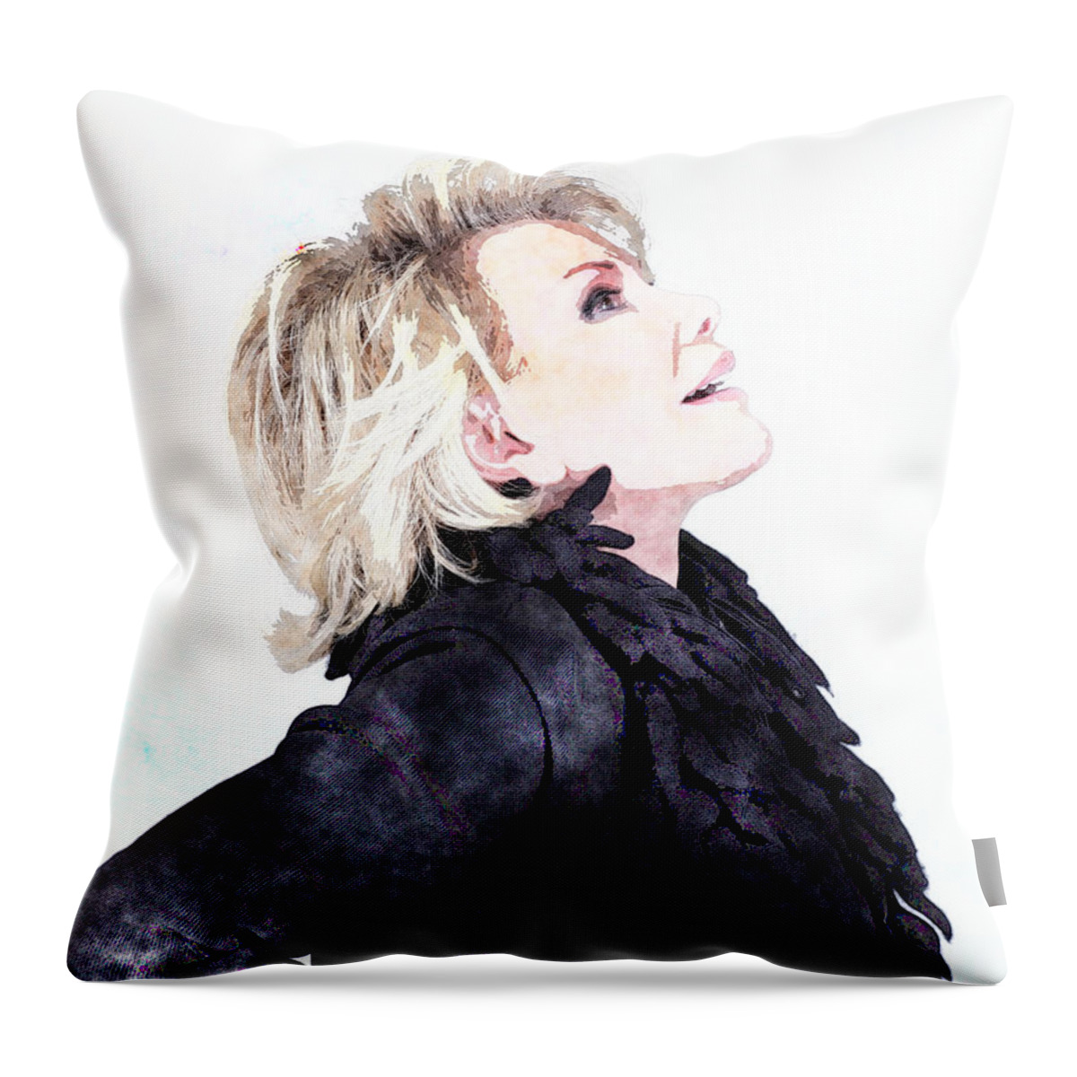 Joan Rivers Portrait Throw Pillow featuring the painting Joan Rivers Portrait by MotionAge Designs