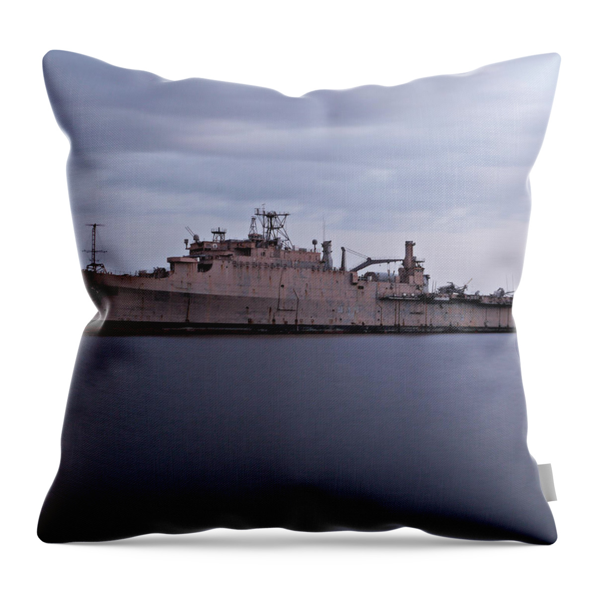 Richard Reeve Throw Pillow featuring the photograph 50 Shades of Gray at Philadelphia Navy Yard by Richard Reeve