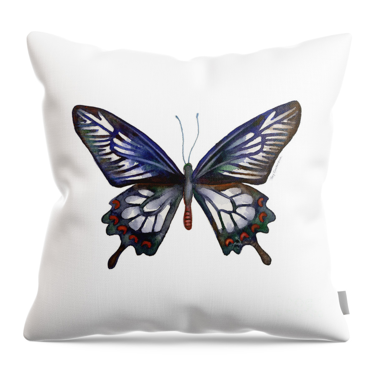Ceylon Throw Pillow featuring the painting 54 Ceylon Rose Butterfly by Amy Kirkpatrick