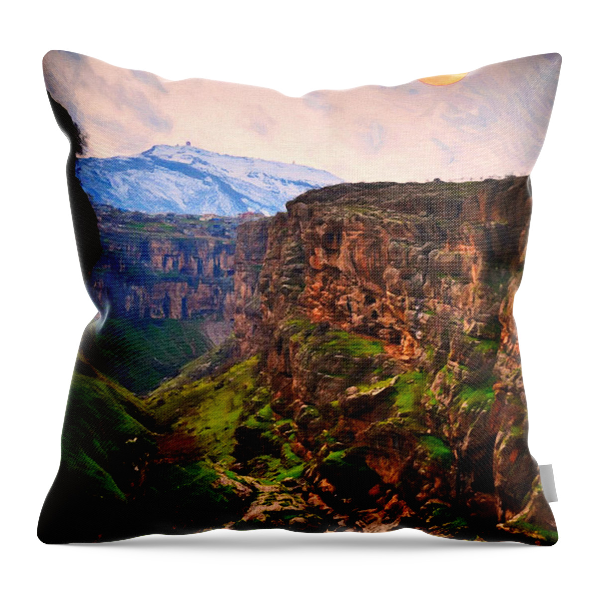 Kurdish Life In Kurdistan Throw Pillow featuring the painting Kurdish Life in Kurdistan by MotionAge Designs