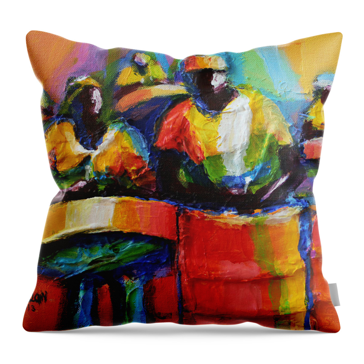 Abstract Throw Pillow featuring the painting Steel Pan by Cynthia McLean