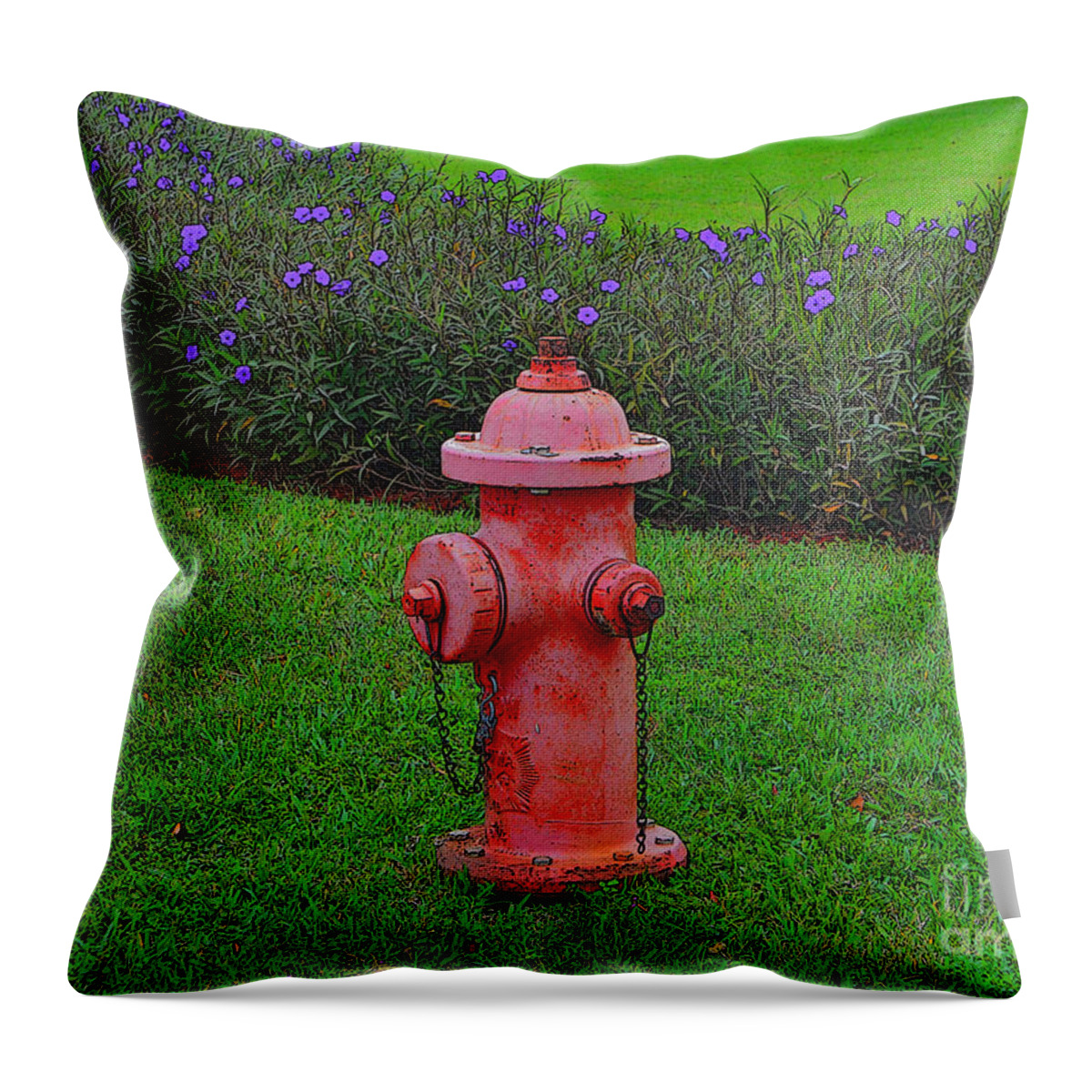Fire Hydrant Throw Pillow featuring the photograph 62- Puppy Garden by Joseph Keane