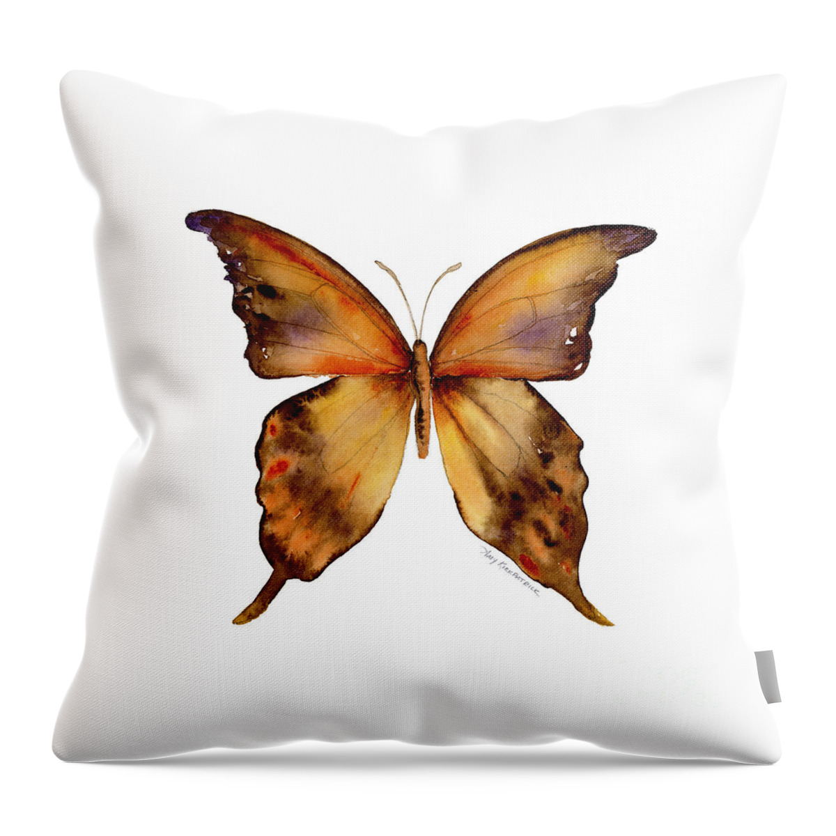 Yellow Throw Pillow featuring the painting 7 Yellow Gorgon Butterfly by Amy Kirkpatrick
