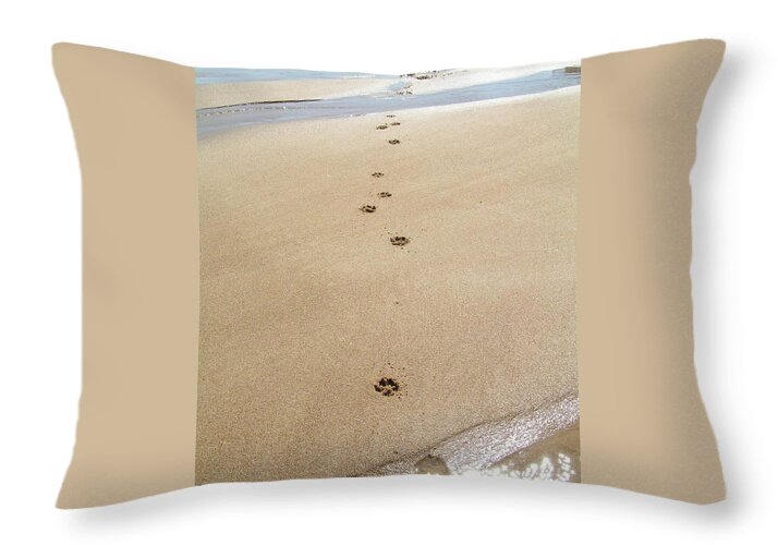 #736 D2 Paw Prints in the Sand Plum Island Throw Pillow for Sale by ...
