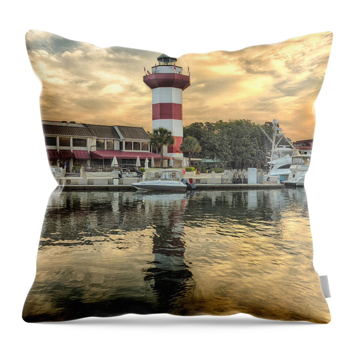 America Throw Pillow featuring the photograph Lighthouse on Hilton Head Island by Peter Lakomy