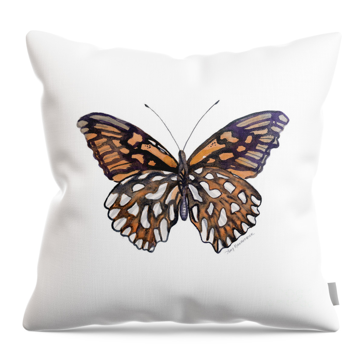 Mexican Silver Spot Butterfly Throw Pillow featuring the painting 9 Mexican Silver Spot Butterfly by Amy Kirkpatrick