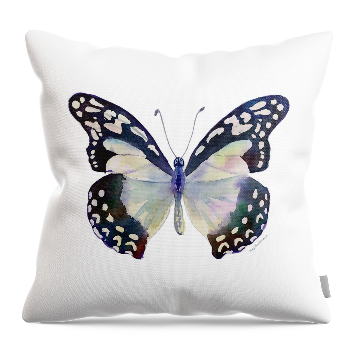 Angola White Lady Butterfly Throw Pillow featuring the painting 90 Angola White Lady Butterfly by Amy Kirkpatrick
