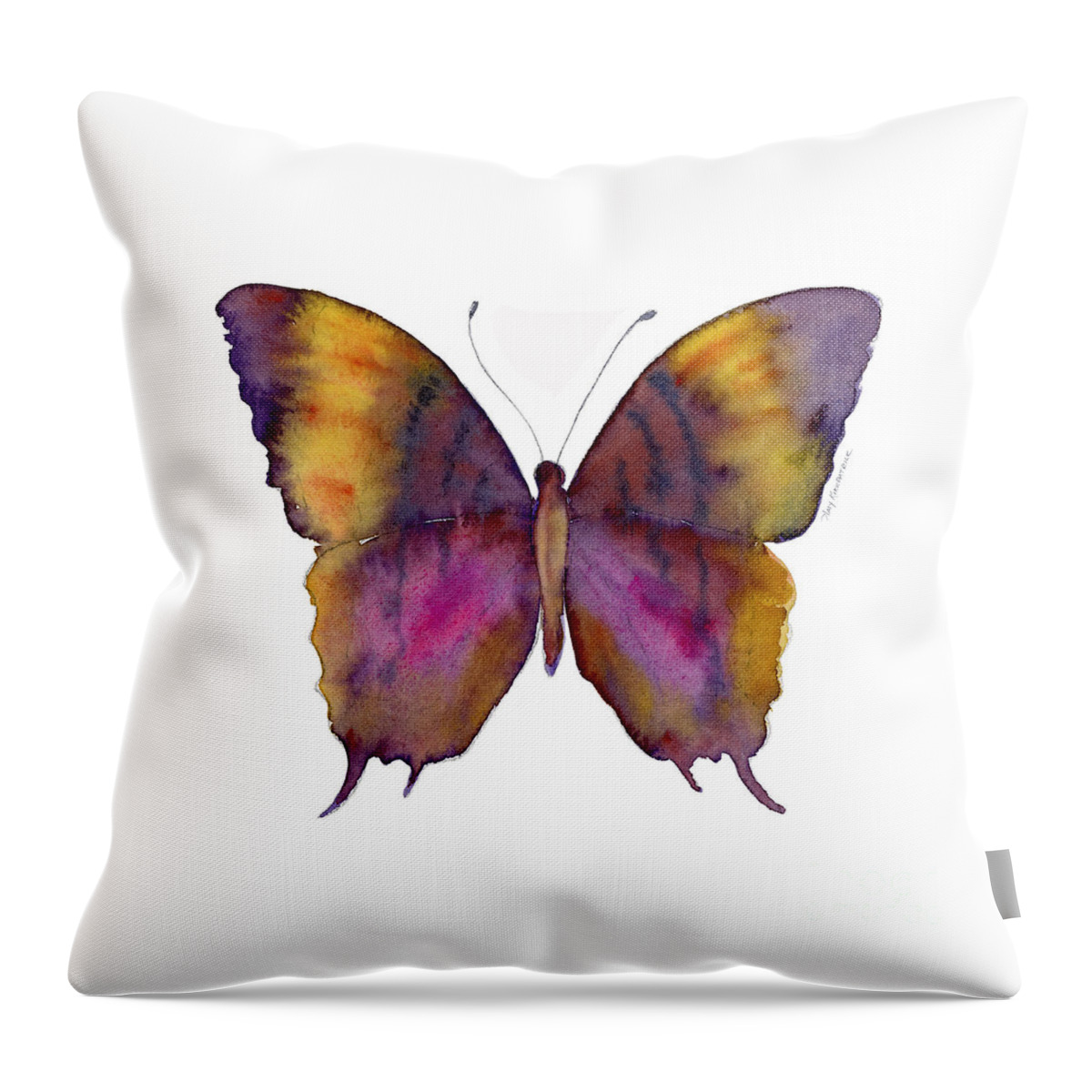 Marcella Daggerwing Butterfly Throw Pillow featuring the painting 99 Marcella Daggerwing Butterfly by Amy Kirkpatrick