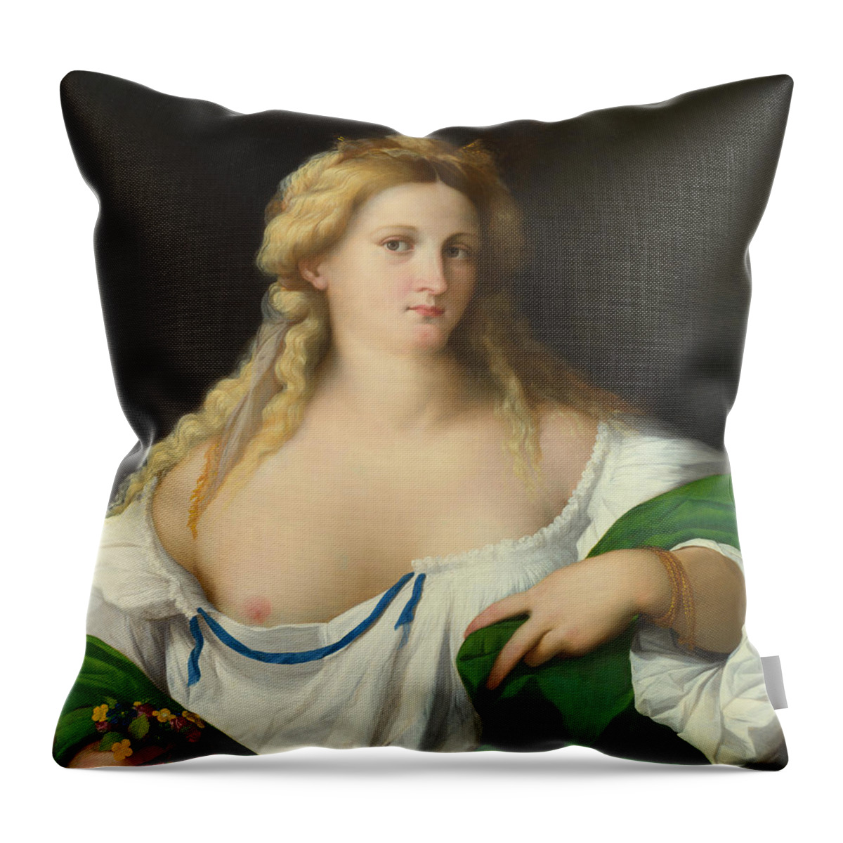 Palma Vecchio Throw Pillow featuring the painting A Blonde Woman by Palma Vecchio