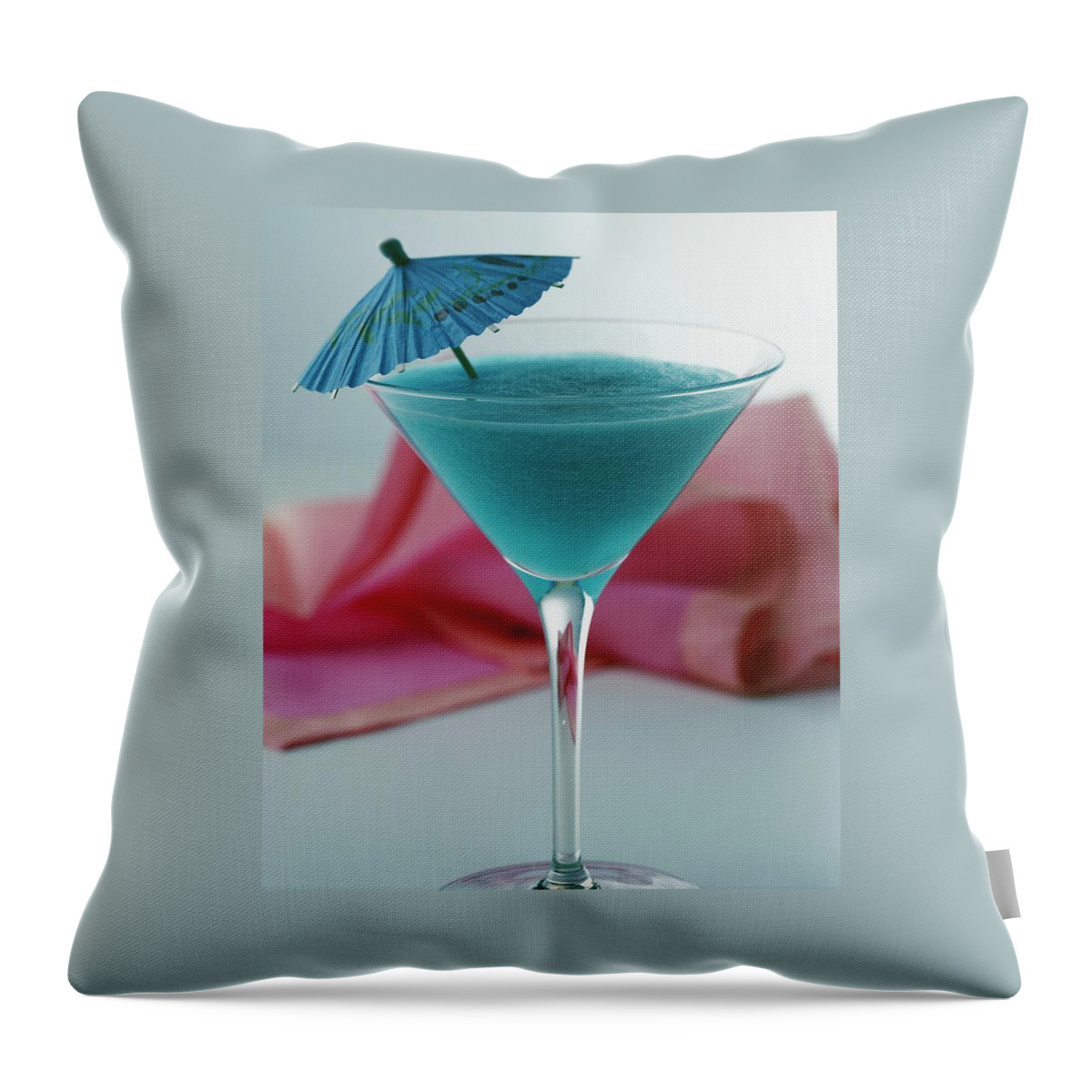 A Blue Hawaiian Cocktail Throw Pillow