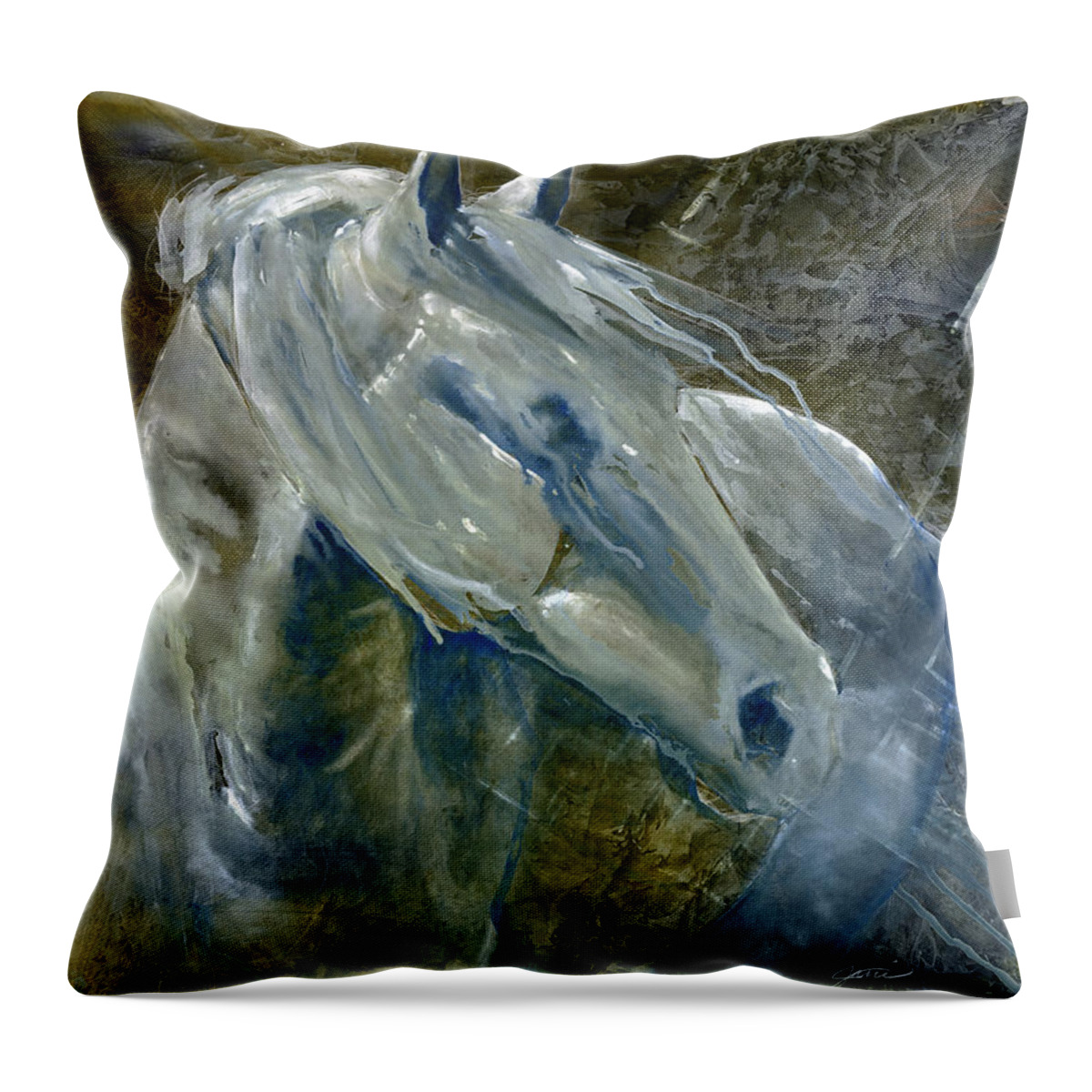 Horse Art Throw Pillow featuring the painting A Cool Morning Breeze by Jani Freimann