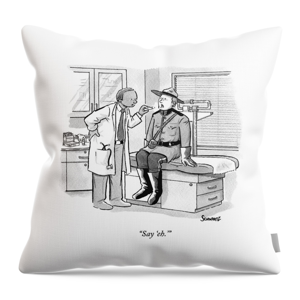 A Doctor Inspects A Royal Canadian Mounted Throw Pillow