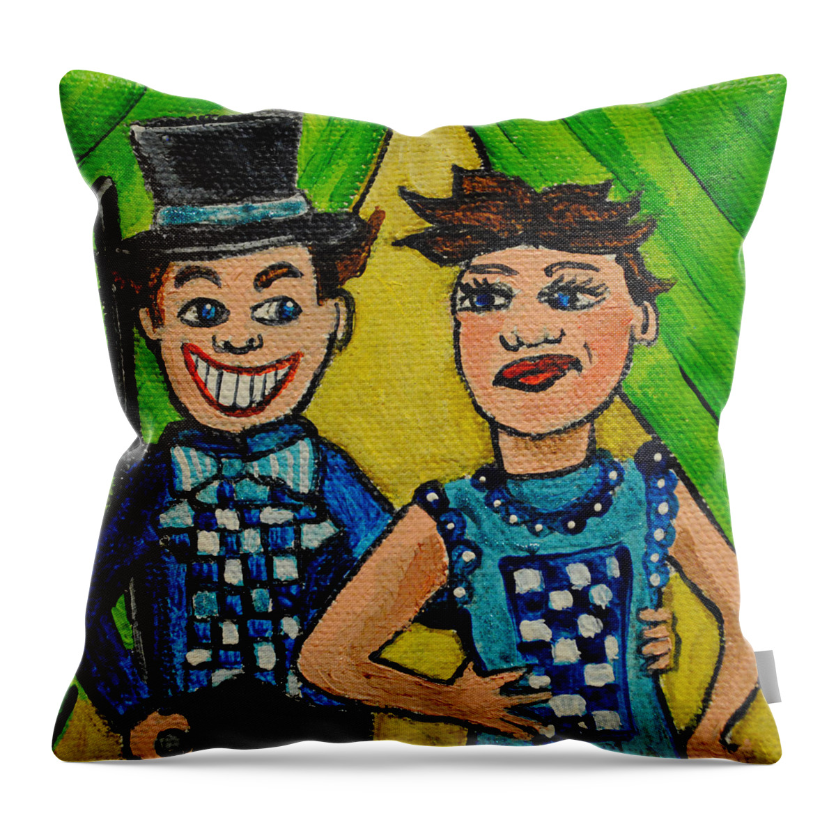 Tillie Throw Pillow featuring the painting A Flip of the Coin by Patricia Arroyo