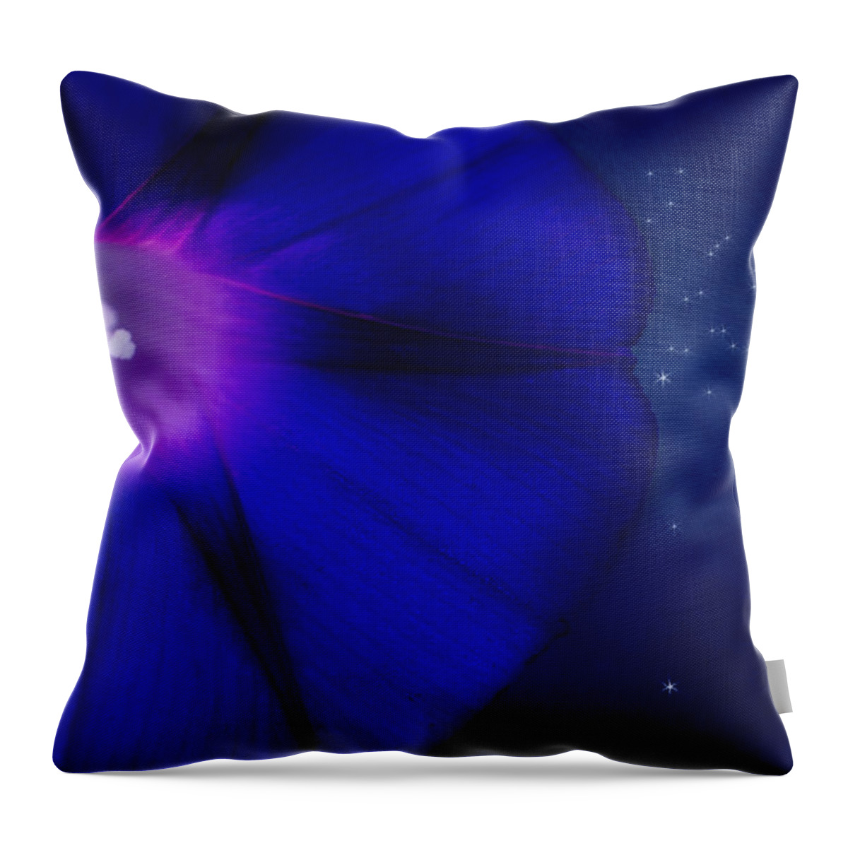 Morning Glory Flower Throw Pillow featuring the photograph A Flower In The Cosmic Garden by Marina Kojukhova