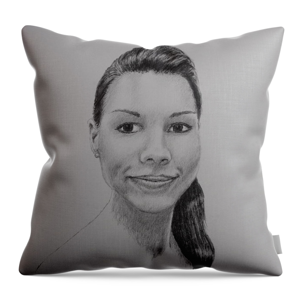 Portrait Throw Pillow featuring the drawing A G by Daniel Reed