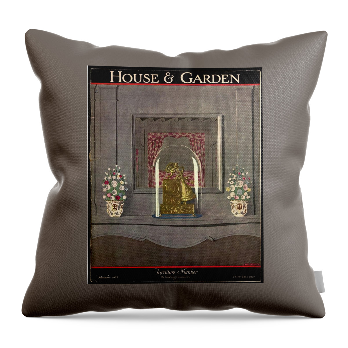 A Gilded Mantle Clock In A Bell Jar Throw Pillow