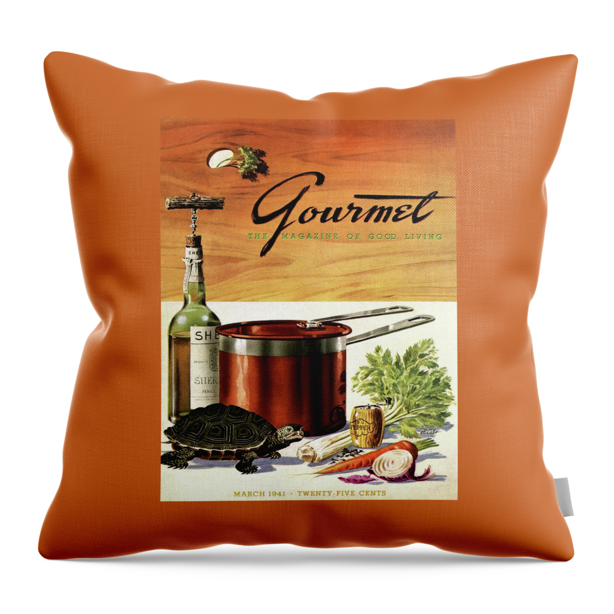 A Gourmet Cover Of Turtle Soup Ingredients Throw Pillow