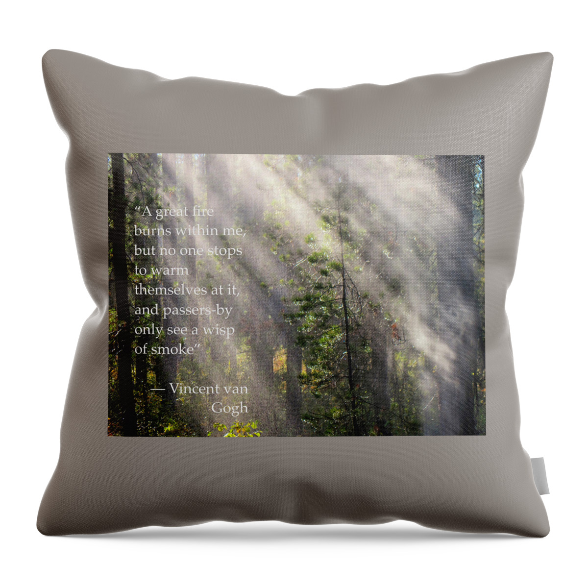 Vincent Van Gogh Throw Pillow featuring the photograph A Great Fire Burns Within Me by Mary Lee Dereske