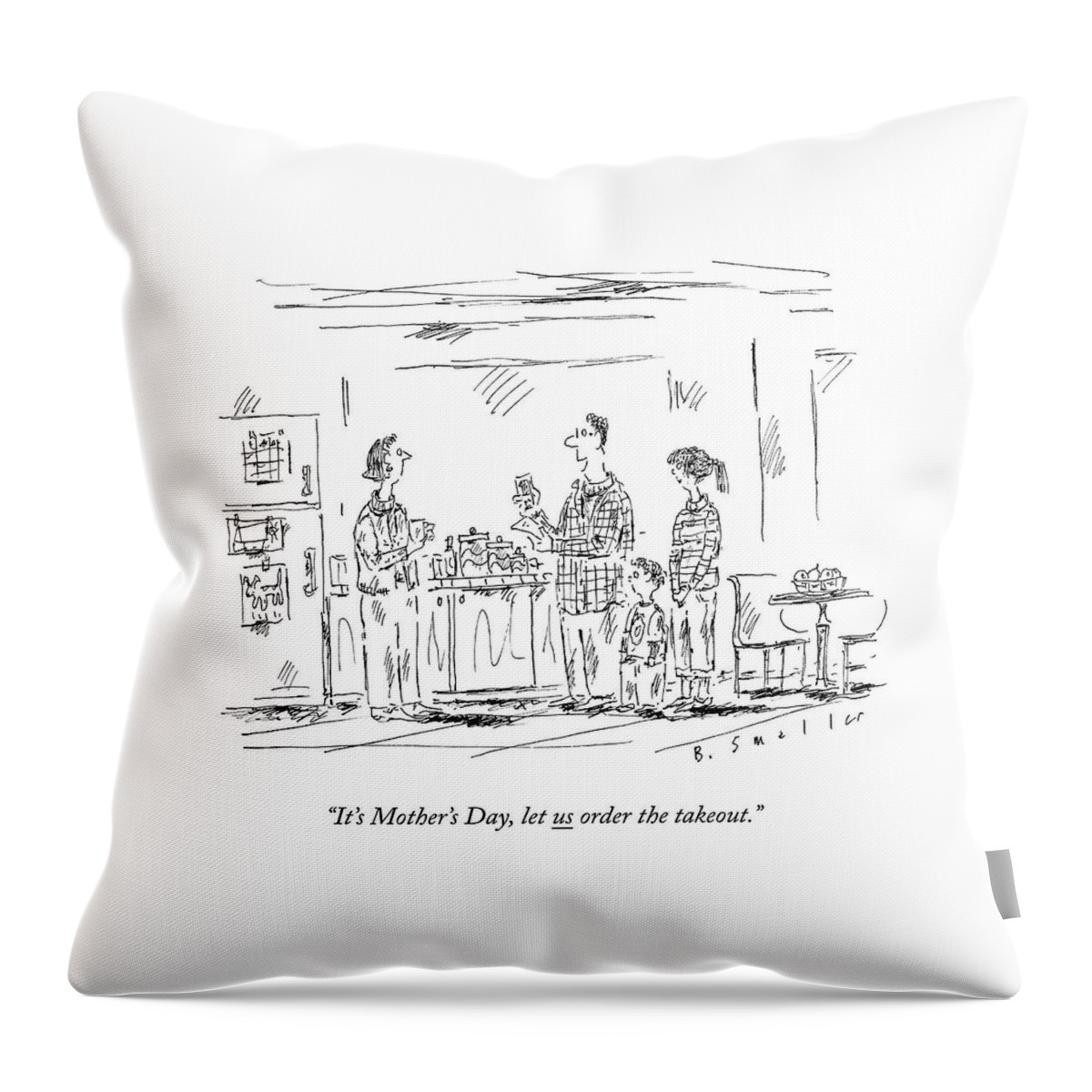 A Husband And Children Speak To A Mother Throw Pillow