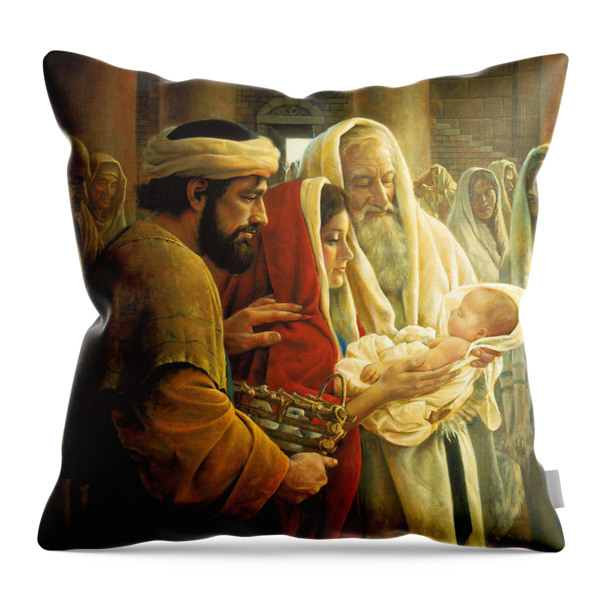 Jesus Throw Pillow featuring the painting A Light to the Gentiles by Greg Olsen